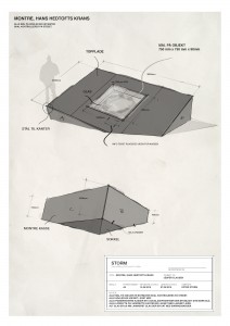 Jesper Clausen sketch. Design process, museum display case.
